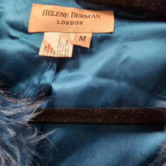Helene Berman London Blue Faux Fur Jacket medium NWT - Picture 4 of 4